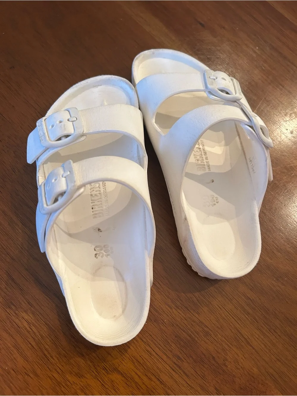 White rubber Birkenstocks Kids Two-Strap Slide Sandals